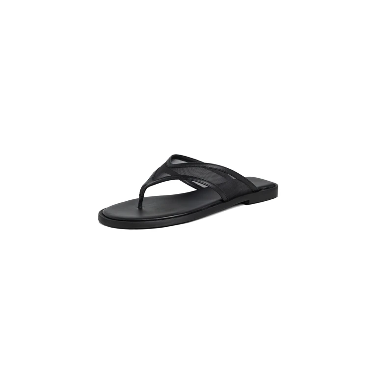 Freda Salvador Halle Flip Flops Black Mesh 9.5