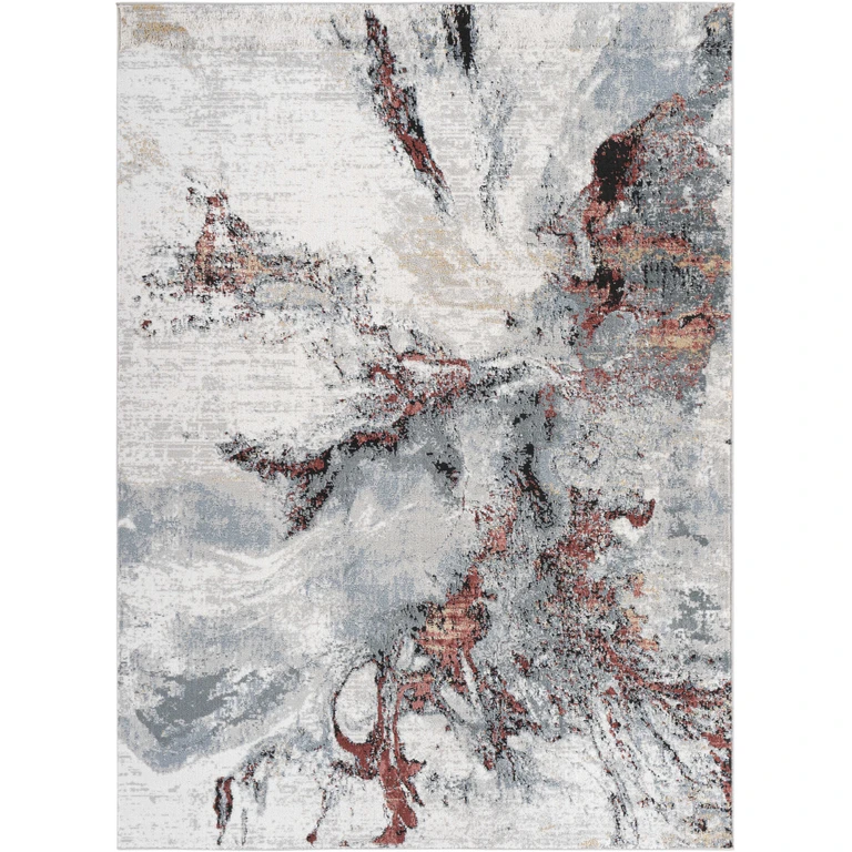 Kirkland Silver-Red Marble Rug