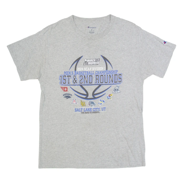CHAMPION Mens Basketball Championship 2024 Mens T-Shirt Grey USA M