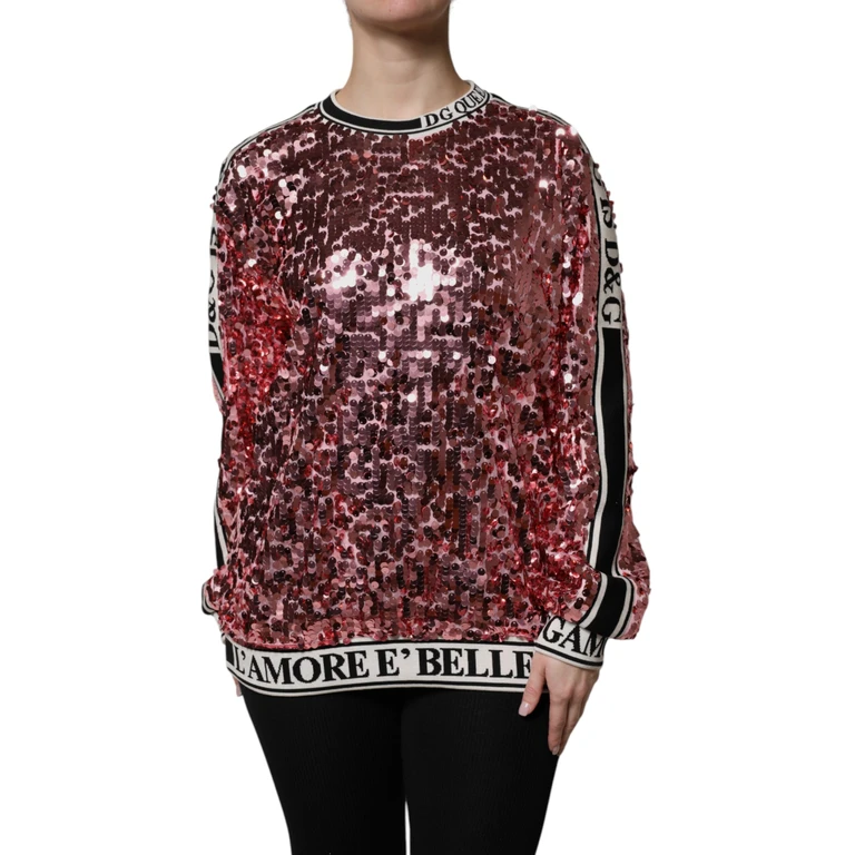 Dolce & Gabbana Pink Dg Queen Sequin Pullover Sweater Polyester Clothing - Women