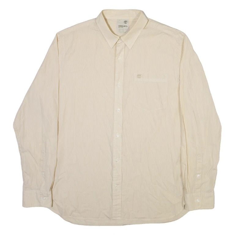 TIMBERLAND Mens Shirt Brown Striped Long Sleeve XL