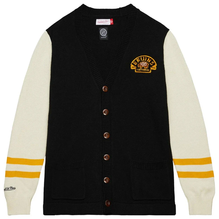 Men's NHL 100Th Anniversary Cardigan Sweater Bruins Cardigans