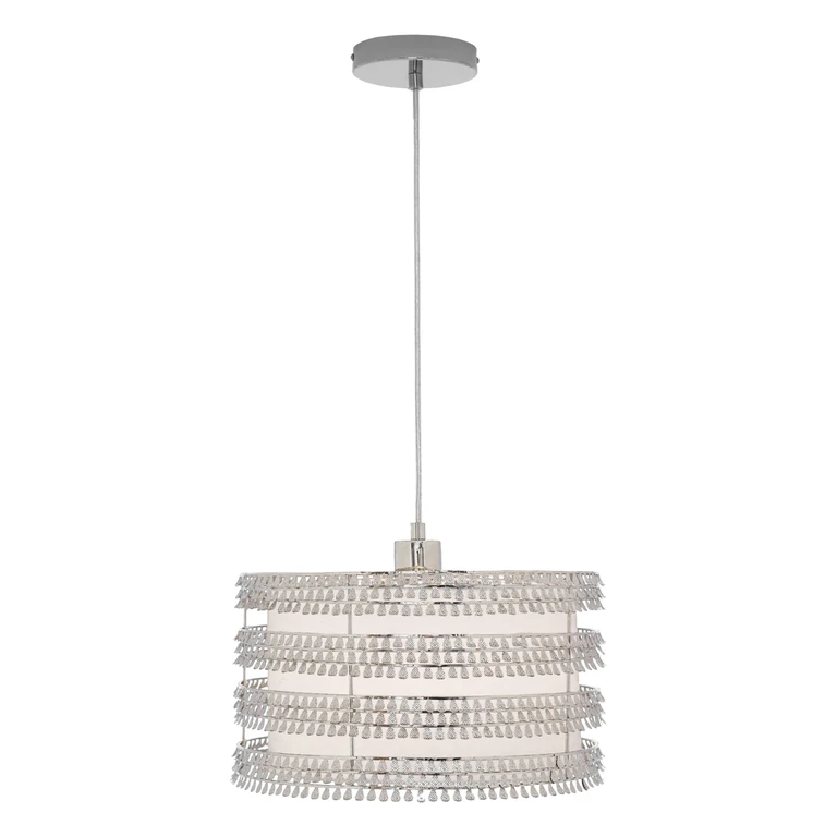 Silver Hanging Lamp with Decorative Shade