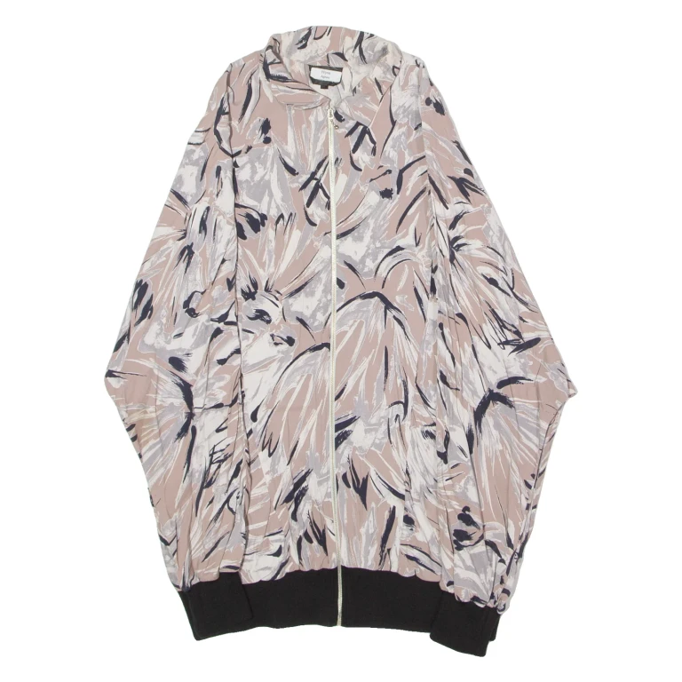 Womens Track Jacket Pink 90s Crazy Pattern UK 16
