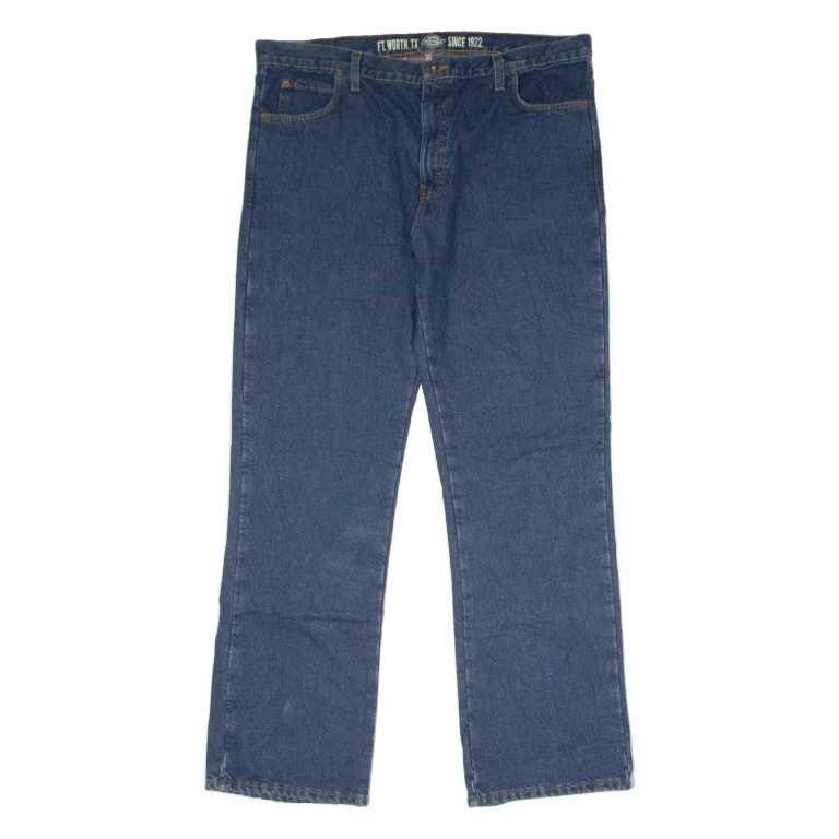 DICKIES Workwear Mens Jeans Blue Relaxed Straight Raw W40 L32