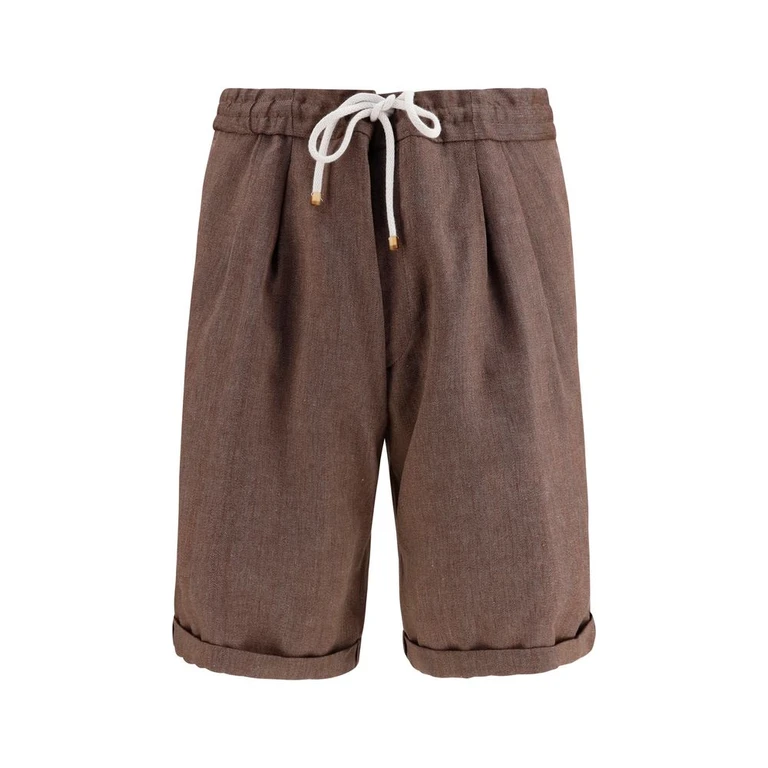Brunello Cucinelli Brown Linen Bermuda Shorts - Men