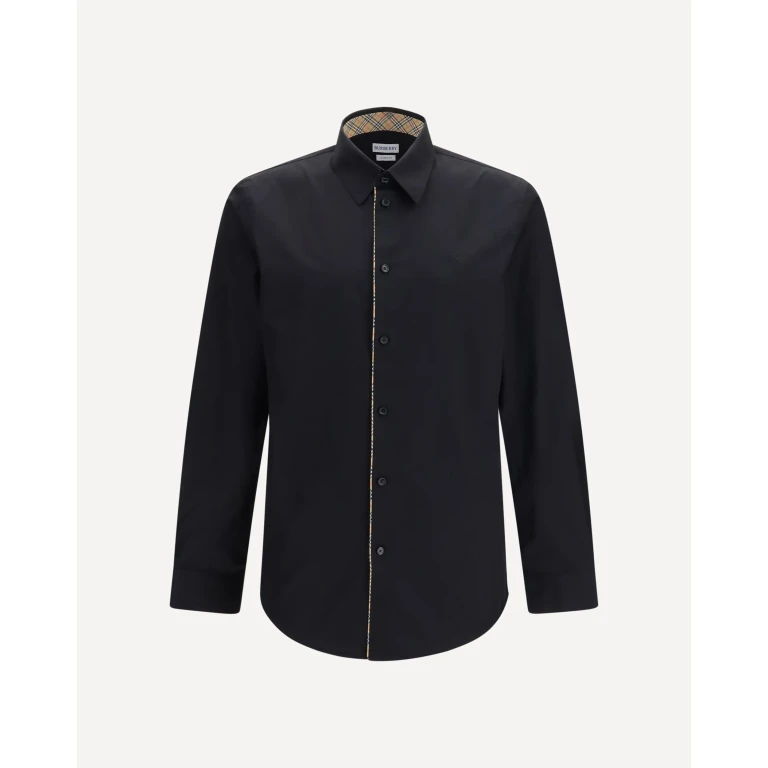 BURBERRY Cotton Shirt with Check trims Male XL