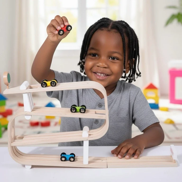 Wooden Car Ramp Racer Montessori Rolling Track Toy for Toddlers