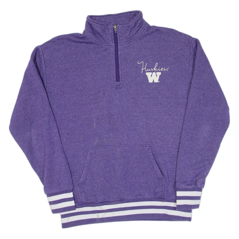 CHAMPION Womens Sweatshirt Purple 1/4 Zip M
