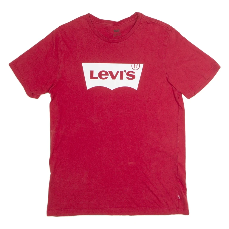 LEVI'S Mens T-Shirt Red Crew Neck M