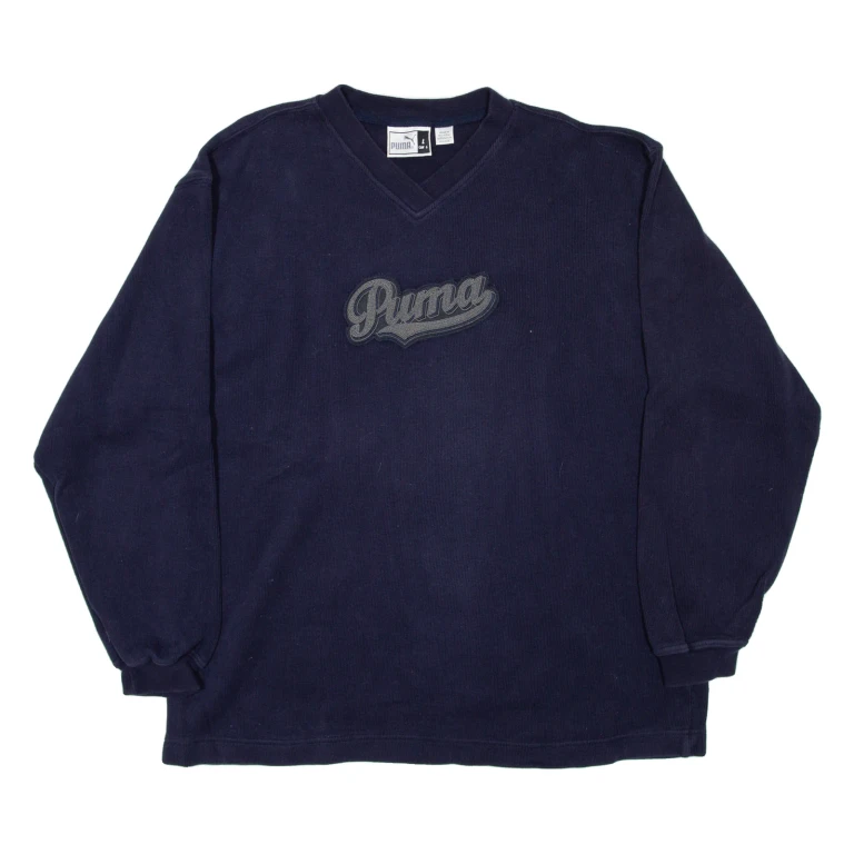PUMA Oversized Womens Sweatshirt Blue V-Neck L