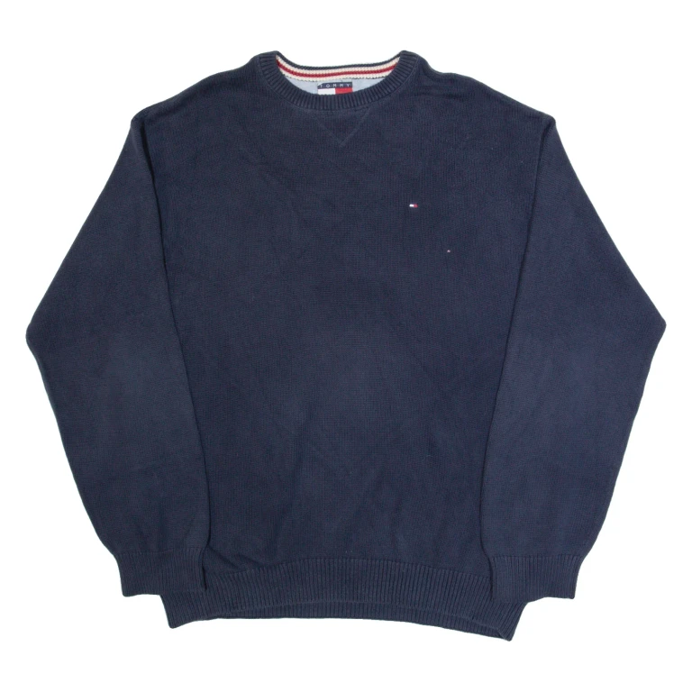 TOMMY HILFIGER Mens Jumper Blue Tight Knit 2XL