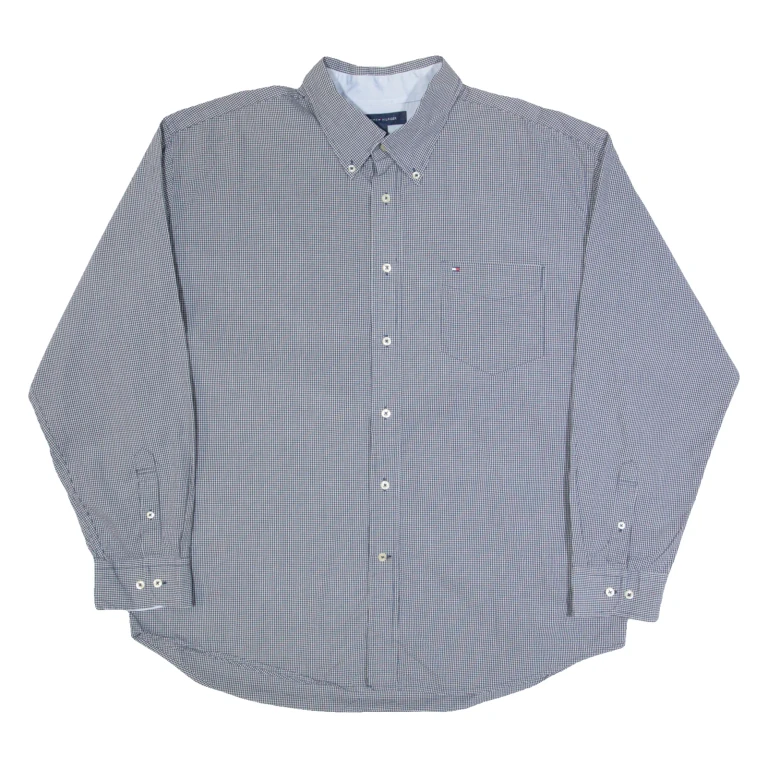 TOMMY HILFIGER Mens Shirt Blue Check Long Sleeve XL