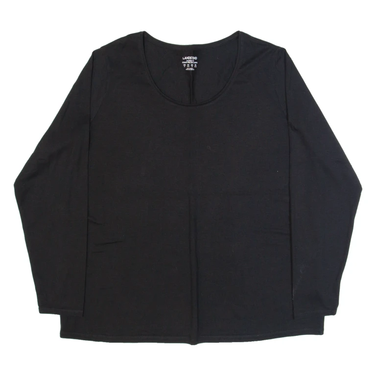 LANDS END Shaped Fit Womens Top Black Long Sleeve XL