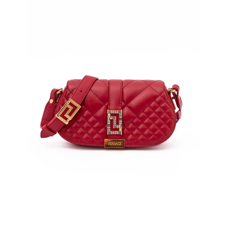 Versace Red Leather Quilted Shoulder Strap Bag - Women