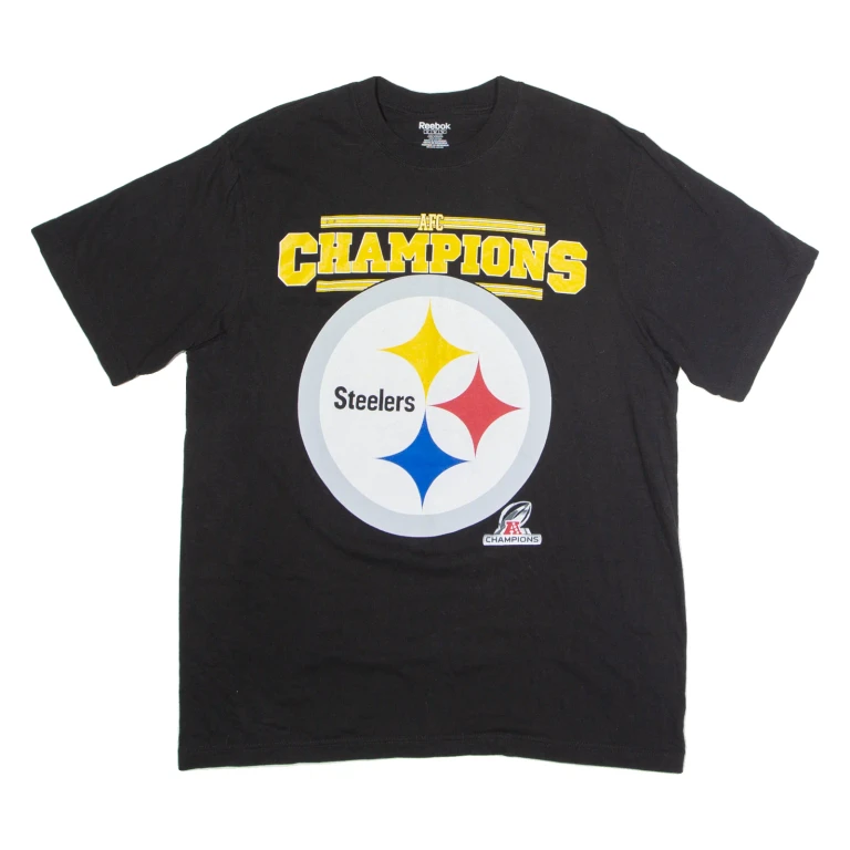 REEBOK AFC Champions Steelers Mens T-Shirt Black USA XL