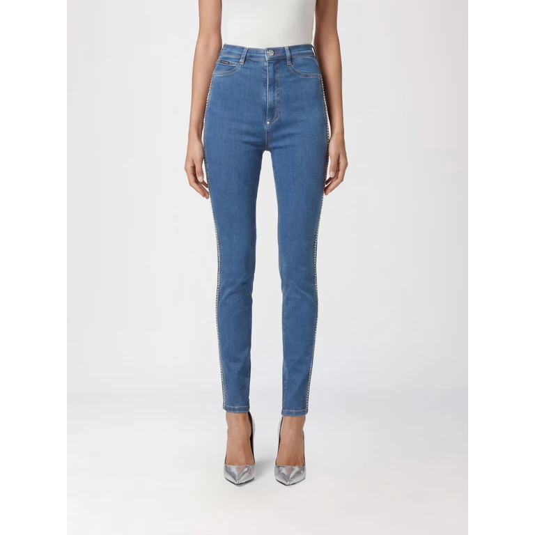 High-Waisted Skinny Jeans in Stretch Cotton Denim (AAACWDT1749PDE004N08QT)