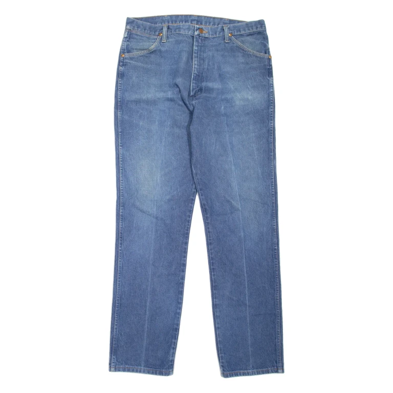 WRANGLER Mens Jeans Blue Regular Straight Stone Wash W38 L34