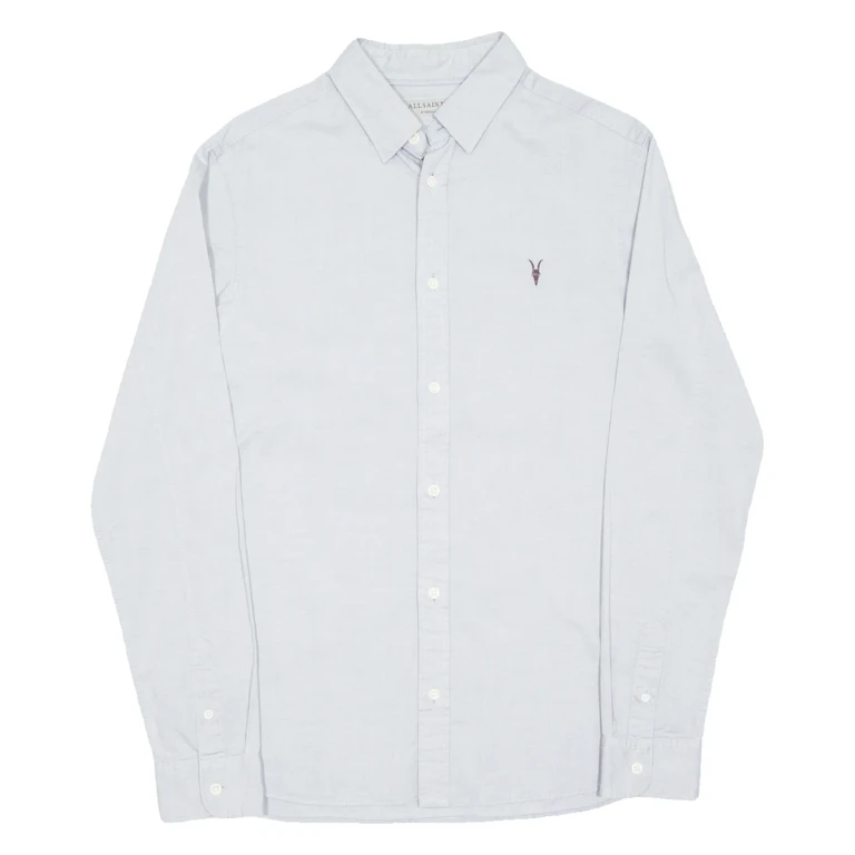 ALL SAINTS Mens Plain Shirt Grey Long Sleeve XS