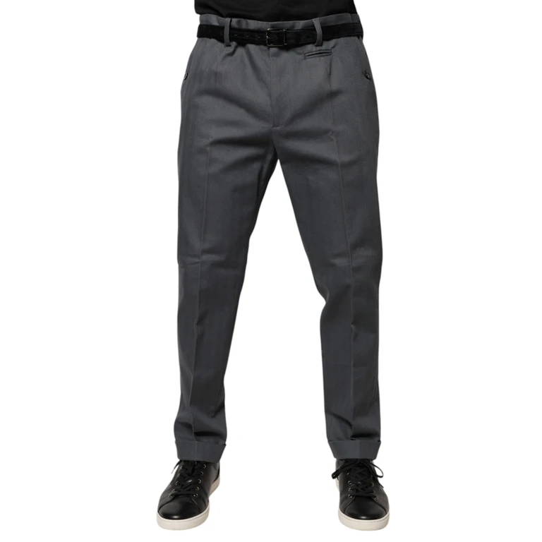 Dolce & Gabbana Gray Tapered Formal Dress Pants Cotton Elastane - Men