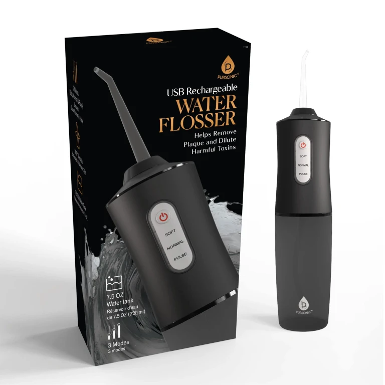 USB Rechargeable Water Flosser Helps Remove Plaque & Dilute Harmful Toxins - Black