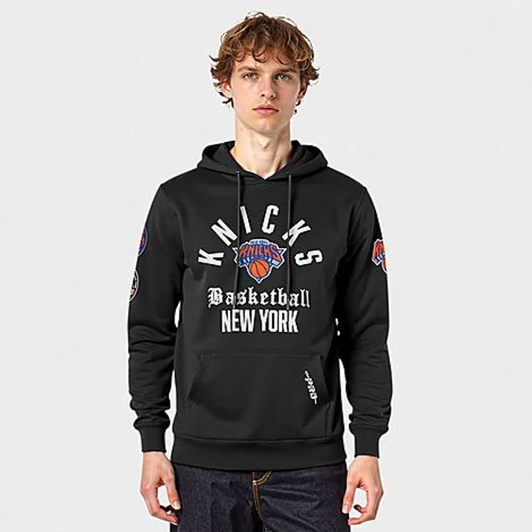 Pro Standard Men's New York Knicks NBA Modern Originals Fleece Pullover Hoodie in Black Size: Small