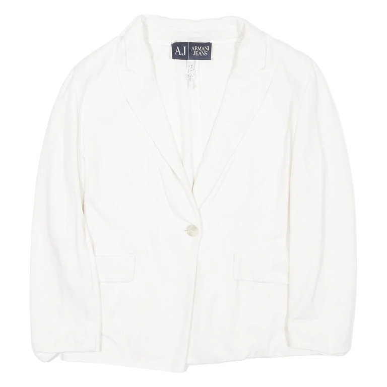 ARMANI JEANS Cropped Womens Blazer Coat White Viscose L