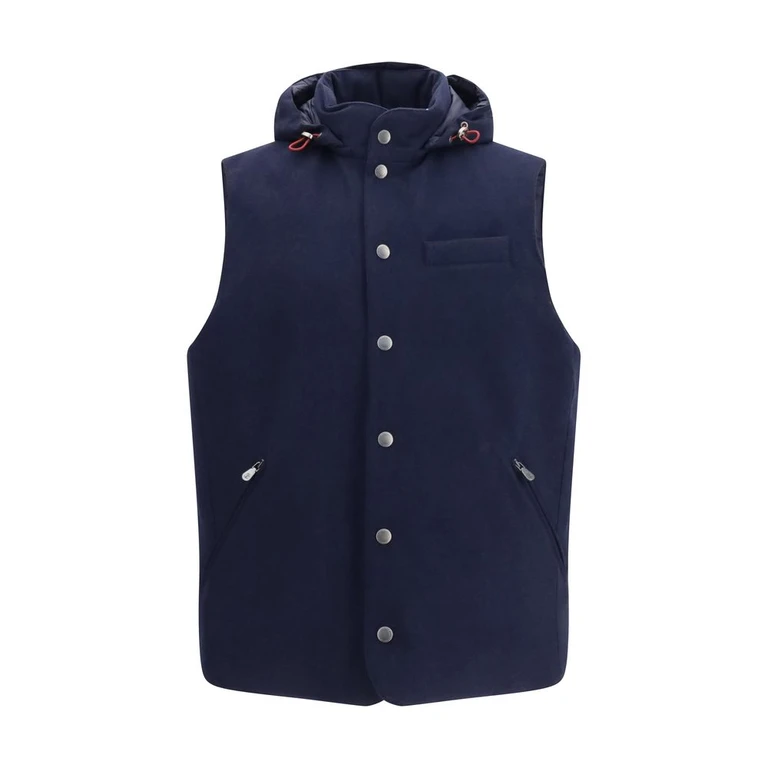 Brunello Cucinelli Blue Wool Oves Aries Sleeveless Jacket Clothing - Men