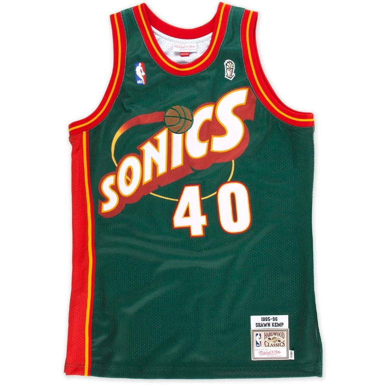 Men's NBA Shawn Kemp 1995-96 Authentic Jersey Seattle Supersonics Jerseys