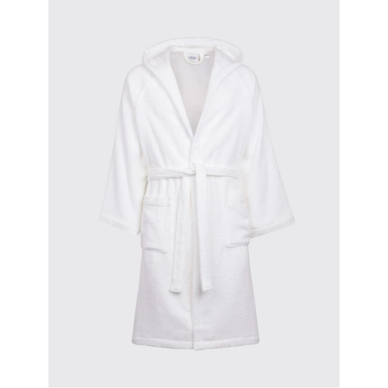 Fiocco Hooded Bathrobe in 400 gsm Cotton Terry (2025683BIANCO)