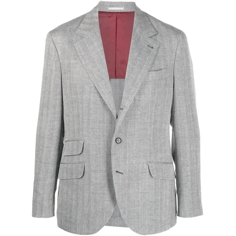 Grey Linen Wool Deconstructed Blazer