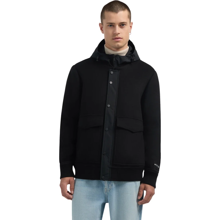 Hader Wool Blend Bomber Jacket with Removable Hooded Bib - Men's