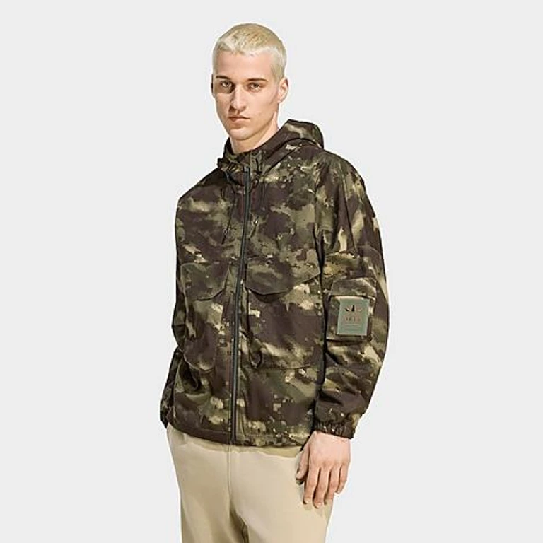 Chaqueta adidas Originals Camo Ripstop con cremallera completa en Olive Strata
