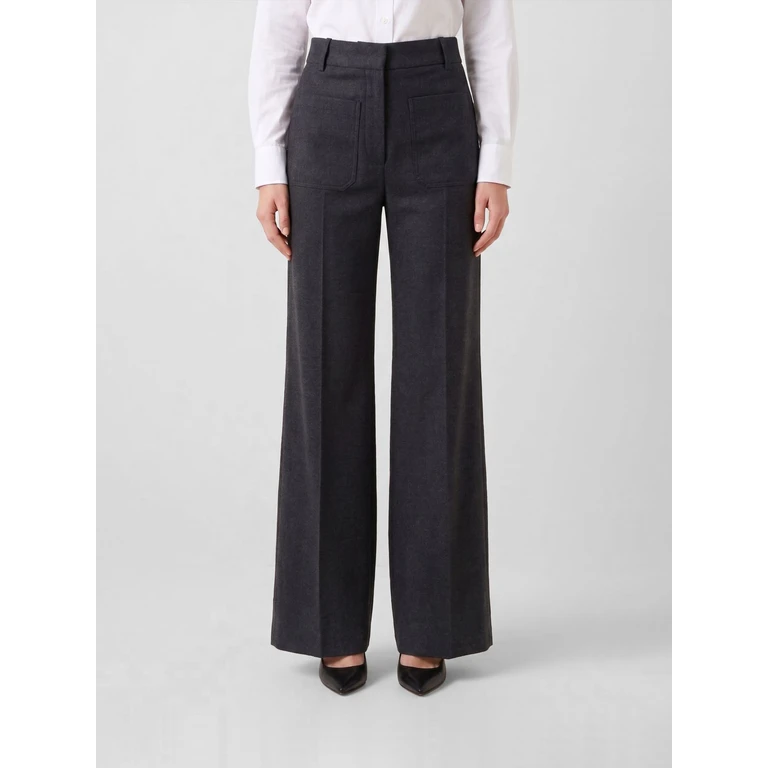 High-Waisted Flared Tailored Trousers in Wool Flannel (1226WTR005115T9891)