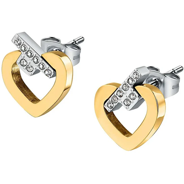 Bi-Color Earrings Paired with Zirconia T-Logo Tjaxc49