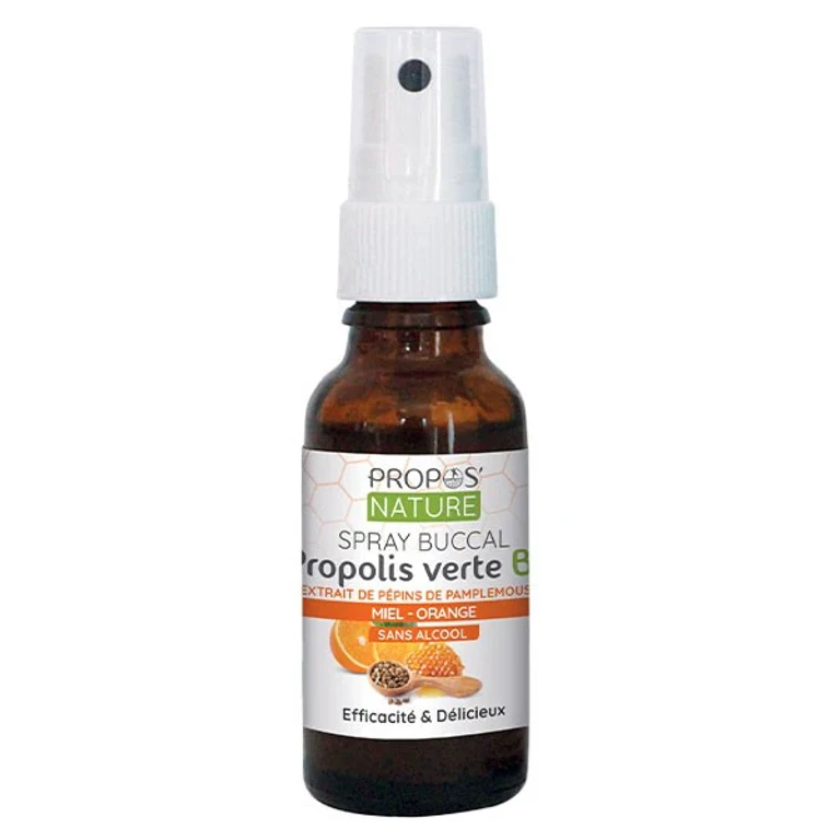 Propos'Nature Oral Spray Green Propolis Grapefruit Honey and Orange Organic 20ml