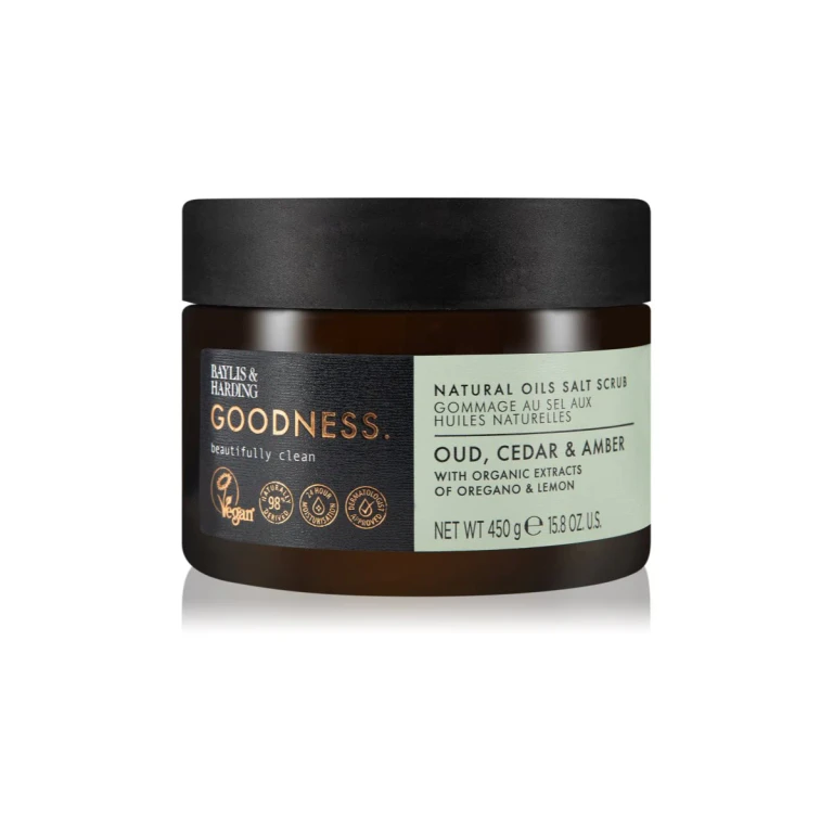 Goodness Oud, Cedar & Amber Salt Body Scrub 450g