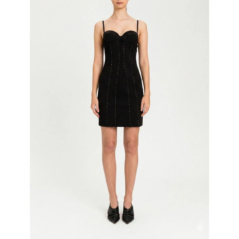 Viscose Blend Mini Dress with Rhinestones (261AP214600006)