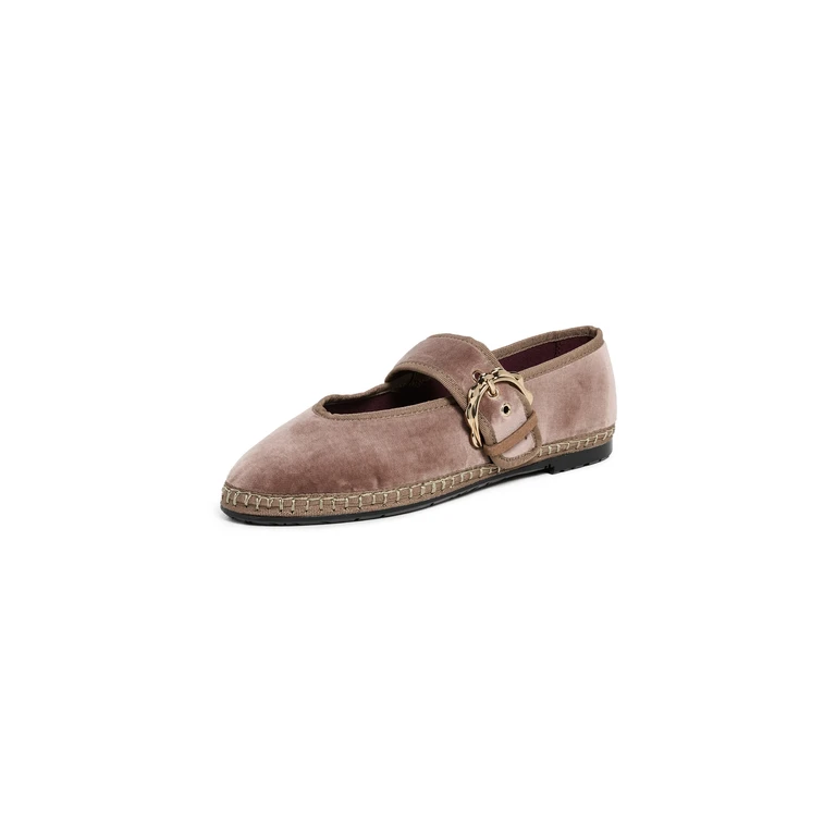 Sophie Velvet Mary Jane Flats Brown 38