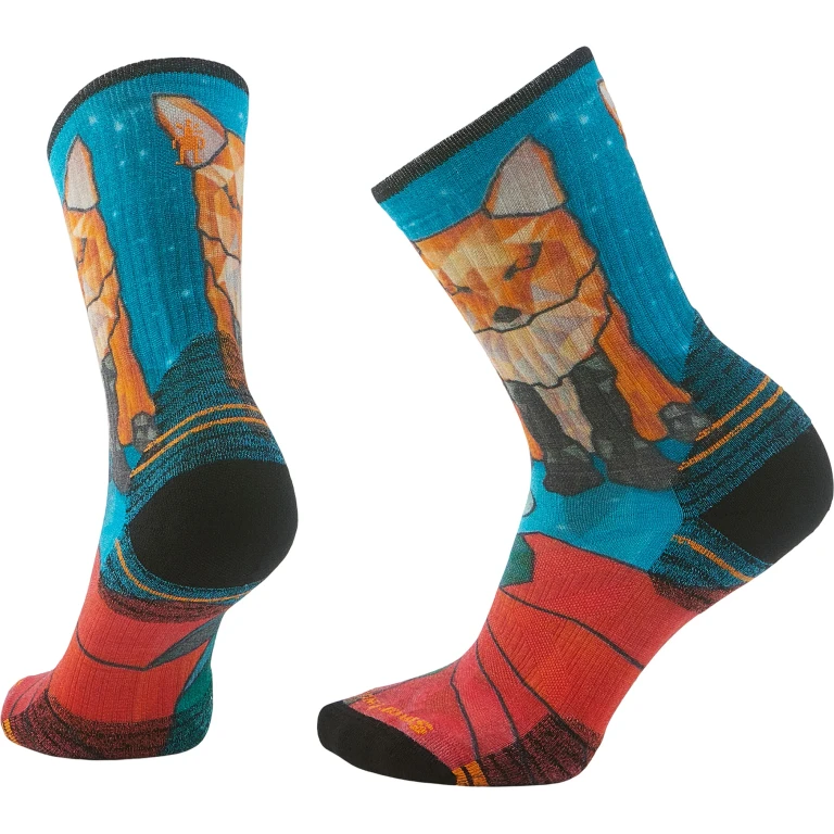 Hike Targeted Cushion Geo Fox Print Crew Socks - Women's