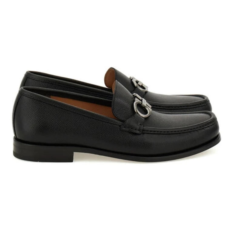 Mens Gancini Grained Leather Loafers, Size 6 D