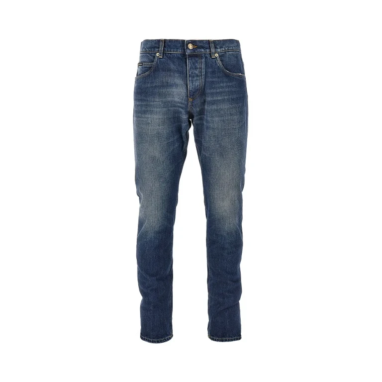 Regular Fit jeans with logo plate Man 46