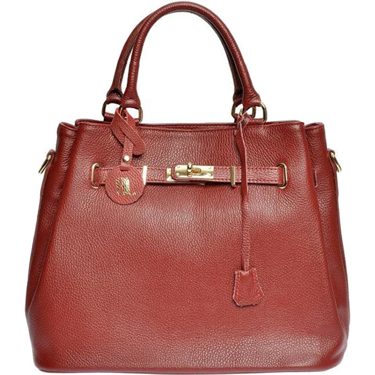 Dark Red Leather Handbag for Women