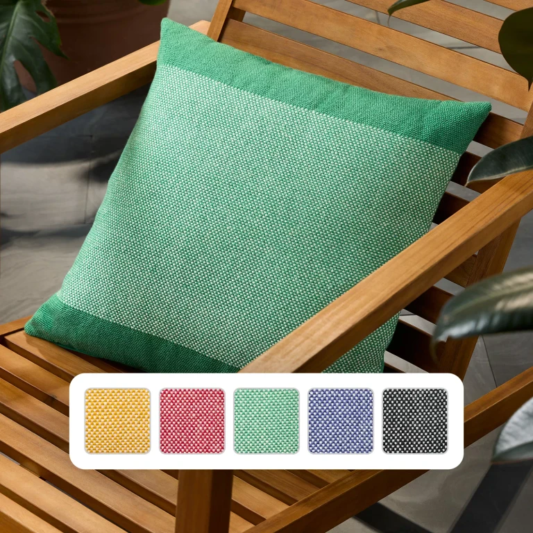 Alara Solid Border Indoor/Outdoor Decorative Pillow:- Green/Ivory, 20' x 20'