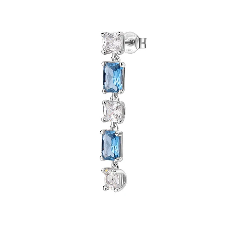 Single Pendant Earring In Silver Fancy Freedom Blue Ffb17