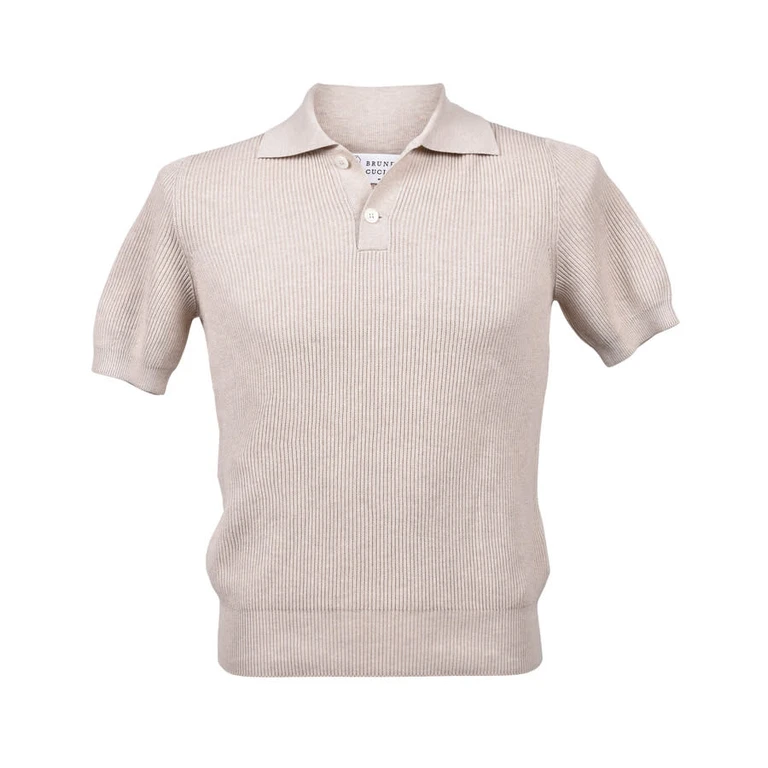 Beige Ribbed Short Sleeve Sweater