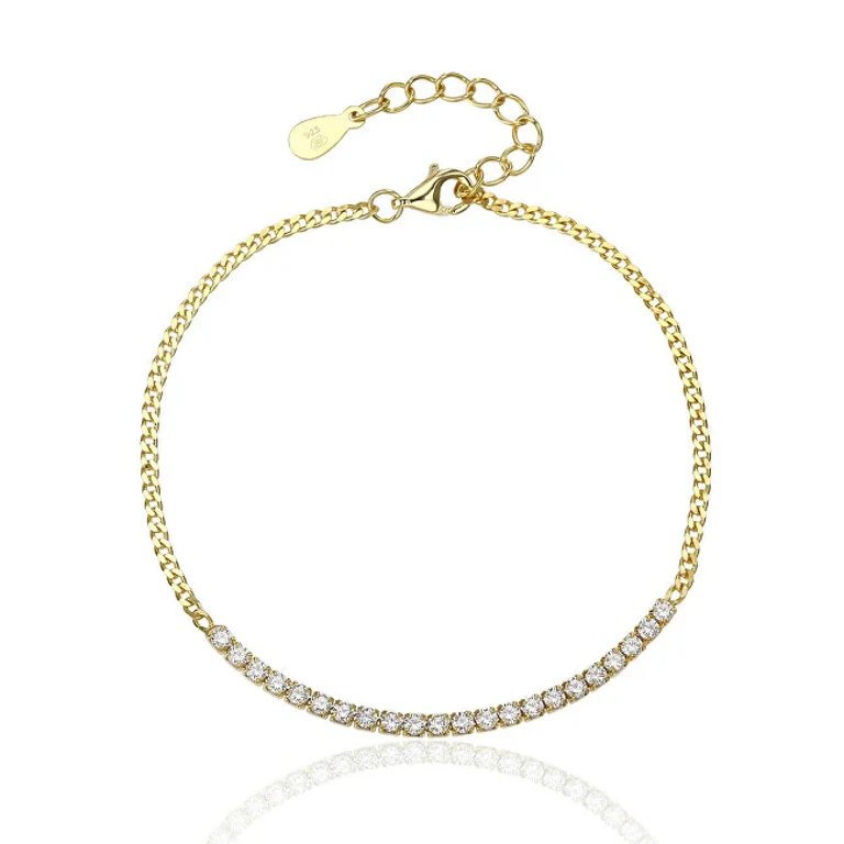 Shiny Gold-Plated Bracelet with Zircons Svlb0557Xj6Go18