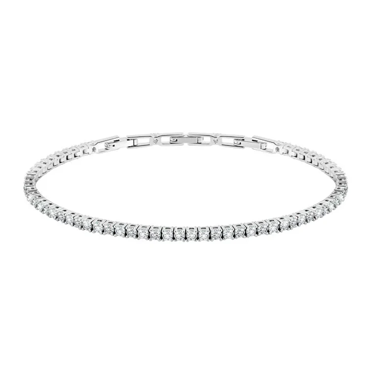 Modern Silver Bracelet with Tennis Crystals Satn01
