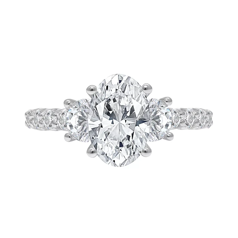 Lab Created 3.50 CT. T.W. Oval Cut Diamond Ring in 14K White Gold- 5:- 5