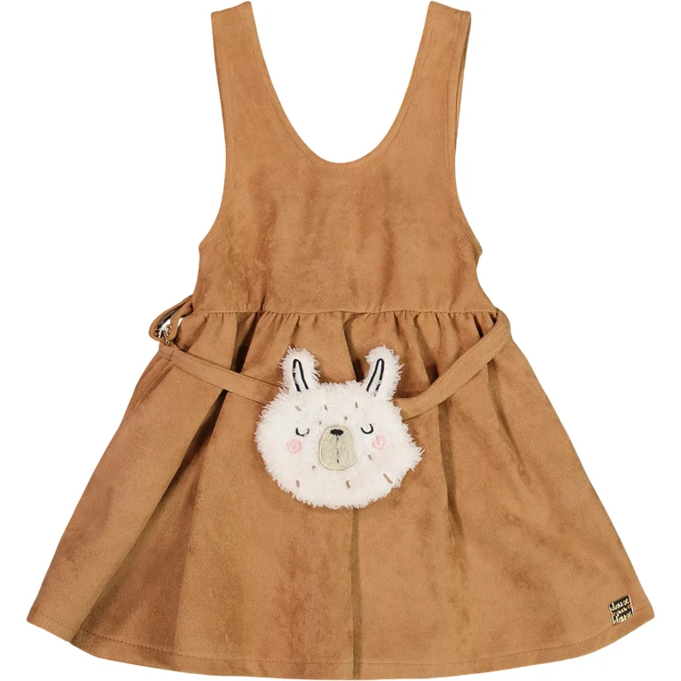 Stretch Suede Effect Jumper with Llama Bag - Little Girl